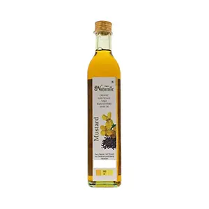 Farm Naturelle Organic Flax Seed Oils| The Finest Organic  Cold Pressed Mustard Oil for Cooking | FSSAI Certified Organic | Good for heart health | Kachi Ghani - 500Ml
