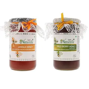Farm Naturelle-Virgin 100% Pure Raw Natural Unprocessed Jungle & Wildberry-Sidr Flower Forest Honey-(1 KG x 2) Glass Bottle