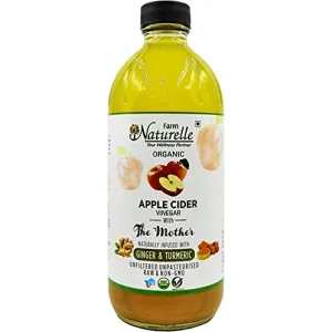 Farm Naturelle-Organic Apple Cider Vinegar with Mother & Ingredients Infused Ginger & Turmeric | 500ml In Glass Bottle