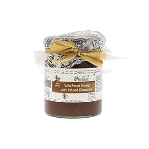 Farm Naturelle-Cinnamon Infused Honey | No Added Sugars, No Adulteration, Improves Immunity | 100% Pure Raw Natural Wild Forest Honey 400gm and a Wooden Spoon