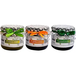 Farm Naturelle-Raw Natural Un-Processed -Acacia-Jungle & Eucalyptus Forest Flower Honey - 3X450 Grams