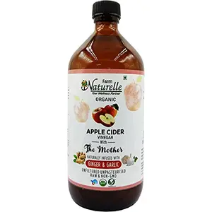 Farm Naturelle-Organic Apple Cider Vinegar with Mother & Ingredients Infused Ginger & Garlic | 500ml In Glass Bottle
