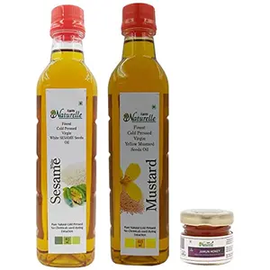 Farm Naturelle (Kachi Ghani-Pressed) Mustard Oil (415ML) & Virgin /Gingelly/Til Oil (415Ml) and Get a Forest Honey Free Worth Rs.49/-