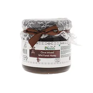 Farm Naturelle-Real Clove Infused Forest Honey|  100% Pure & Natural Ingredients - Immense Medicinal Value| No Artificial Color | No Added Sugar | Lab Tested Clove Honey -400gm and a Wooden Spoon.