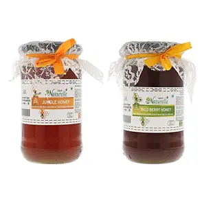 Farm Naturelle-100% Pure Raw Natural Wild Berry Forest/ Sidr Honey and Jungle Honey (850Grams x 2 Packs)-Delicious and Healthy