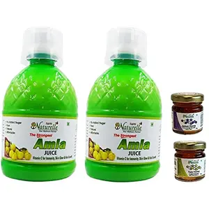 Farm Naturelle (Farm Natural Produce) Herbal Amla Juice 400Ml 1+1 Free( Pack of 2) and Free Honey 55g x 2