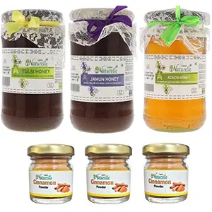 Farm Naturelle-(Free Powder 3xRs.69/-) Raw Natural Unprocessed Tulsi Forest Flower Honey & Jamun Flower Forest Honey & Acacia Flower Honey (815 Gms x 3) (Ayurved Recommended)-Huge Value & Anti-