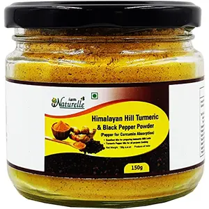 Farm Naturelle-Pure Himalayan Mountain Turmeric (Curcumin) with Black Pepper (Piperine) Powder - 150 gms