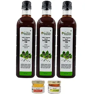 3 Virgin Organic Pressed Black Seed (Til/Gingelly) Cooking Oil (3x915Ml)+2 nos Free Raw Forest Honey Varieties (2x40Gms)