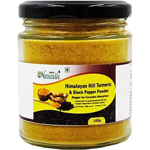 Farm Naturelle-Pure Himalayan Mountain Turmeric (Curcumin) with Black Pepper (Piperine) Powder -100 gms