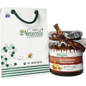 Farm Naturelle-Infused Pure Raw Natural Forest Honey and Big Delicious Figs (Anjeer)-250 GMS-Health Gift Item Pack in Paper Bag