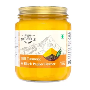 Farm Naturelle-Pure Himalayan Mountain Turmeric (Curcumin) with Black Pepper (Piperine) Powder - 300 gms