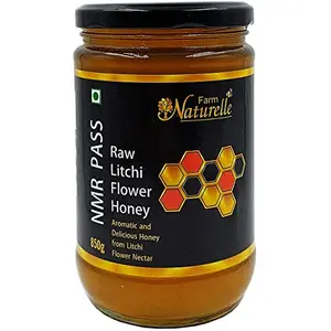 Farm Naturelle- Virgin Raw 100% Natural NMR Tested Pass Certified Unprocessed Litchi Flower Forest Honey-850 Gms Glass Bottle