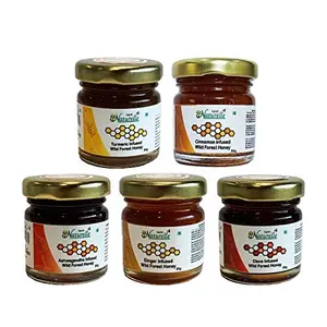 Farm Naturelle-(Pack of 5 x 55Gms) Infused Honey/Honey Clove Honey Ginger Honey Turmeric Honey Honey.