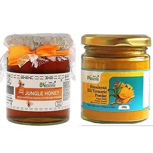 Farm Naturelle-Pure n Mountain Turmeric Curcumin (Haldi) Powder - 100 GMS with Raw Jungle Honey 250 GMS