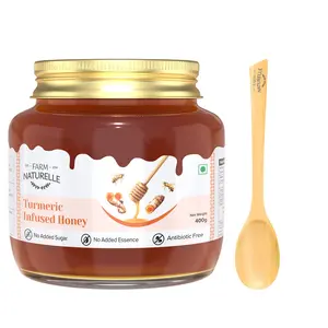 Farm Naturelle - Pure Turmeric Infused in Forest Honey | Raw Unprocessed  Delicious and Ant-oxidant Honey to Fight inflammation-400gm and a Wooden Spoon