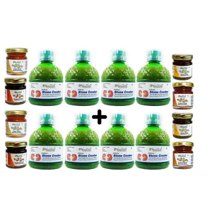 Farm Naturelle-Most Effective Ayurvedic Kidney stone crusher/ breaker juice (Patharchatta juice) 100 % Herbal & Pure -8x400ml (Pack Of 8) + 8x55g  Honey