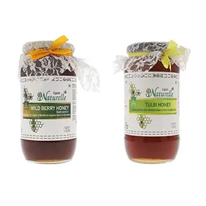 Farm Naturelle-Virgin 100% Pure Raw Natural Unprocessed Tulsi & Wildberry-Sidr Flower Forest Honey-(1.45 KG x 2) Glass Bottle