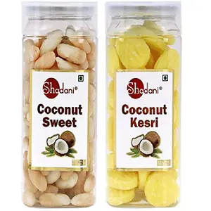 Shadani Coconut Sweet & Coconut Kesri Can 200g-Combo-Pack