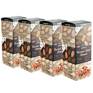 Tassyam Premium Roasted Salted Almonds 1kg (4X 250g) Namkeen Badaam Giri | Extreme Value Pack | Oil Free Roasting