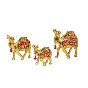Prince Home Decor & Gifts Metal Meenakari Set of 3 Camel for Home Decor and Gift Purpose