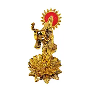 Prince Home Decor Krishna on Fower Gold Color
