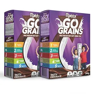 Manna Go Grains - MultigrainDrink Mix - 200g Pack of 2 (400 Gm) (Chocolate Flavour)