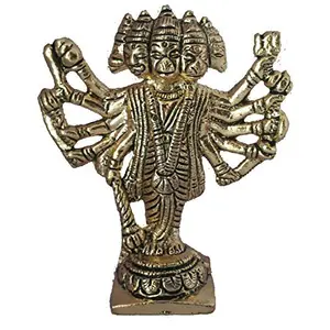 Prince Home Decor & Gifts Antique Golden Black/Handcrafted Panchmukhi Hanuman (Bajrangbali) Religious Gifts Brass Metal Statue/Murti/Idol/Showpiece for Puja/Home Decor/Temple/ Figurine House Warming Gift