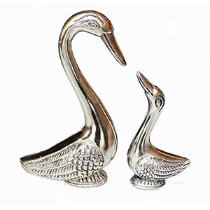 Prince Home Decor & Gifts Swan Set No 1 Silver Pair of Kissing Duck Showpiece.