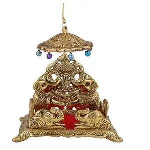 Prince Home Decor & Gifts Handcrafted Krishna White Metal Sihasan Gold Plated Showpiece