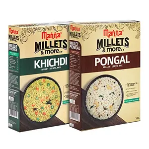 Manna Ready to Cook Millet Khichdi &Millet Pongal Combo Pack of 2, 180 Gms Each 100% Natural Ingredients No Preservatives No Artificial Flavours &Colours