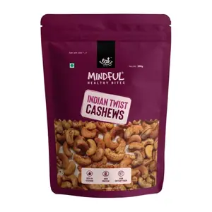 Eat Anytime Mindful Healthy Indian Twist Spicy Cashew For Eat | High Protein & Dietary Fiber | Antioxidant | Natural Flavors & Taste | Roasted & Spicy Cashews Nut | Indian Twist Roasted Kaju - 300gm
