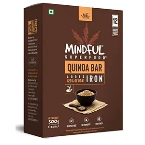 Eat Anytime Mindful Healthy Quinoa Energy Bar | Healthy Bar With Quinoa & Almonds | Zero Added Sugar | Antioxident & No Transfat | Healthy Snack For Breakfast & Diet | Quinoa Energy Bar - 300gm(12pcs. of 25gm)