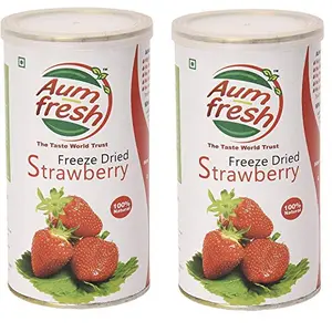 Aum Fresh Freeze Dried Strawberry Combo (Indian Origin) | Pack of 2 ( 25 + 25 gm ) | - 100% Pure & Natural