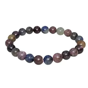 Crystal Cave Exports Multi-Color Sapphire Bracelet Crystal Blue Sapphire Green Sapphire Purple Sapphire 8 mm