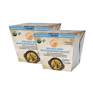 Organic Roots Bisi BeLe Bath with Barnyard Millets Instant Food Healthy Food Ready to Eat Full Meal No MSG No Preservatives 55 Gm (Pack of 2)