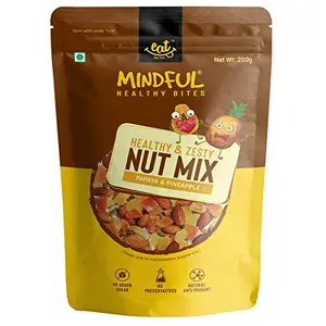 Eat Anytime Mindful Healthy & Zesty Trail Mix | No Added Sugar & No Preservatives | Natural Anti Oxidant & Natural Ingredients | No Preservatives | Healthy Nuts | Papaya & Pineapple - 200gm