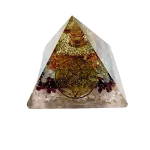 Crystal Cave Exports 3" Self CONFIDENCE SUCCESS 70 MM Orgone Pyramid Rose Quartz Garnet GoldenRutile Carnelian Stone Orgonite Pyramid With Star of David Copper Pyrite