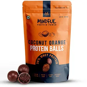 EAT - Eat Any time Mindful Coconut Orange Protein Energy Balls 30% Whey Protein Snack Pack of 3-300g (10 Protein Balls x 10g)