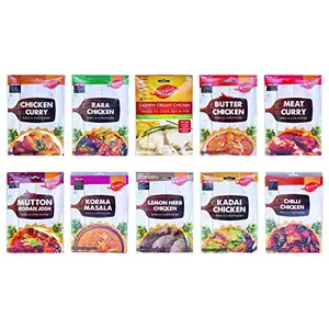 Nimkish Curries/Gravy Ready to Cook Spices Combo Pack of 10