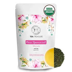 Tea Treasure USDA Organic Spearmint Herbal Tea for PCOD & PCOS Cure Facial Hair & Acne Due to Hormonal Imbalance 100 g
