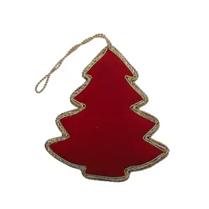 Red Zari Hand Embroidery Christmas Tree ornaments | Decorative hangings