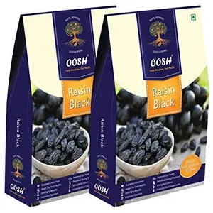 OOSH Seedless Black Raisin 2 x 250 g | Kali Kishmish | Munakka Dry Fruits | Delicious & Healthy Snack | High in Antioxidants Naturally Sweet & tasty
