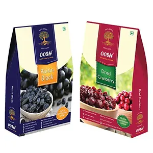 OOSH Combo of Black Raisin & Whole Dried Cranberry 2 x 250 g