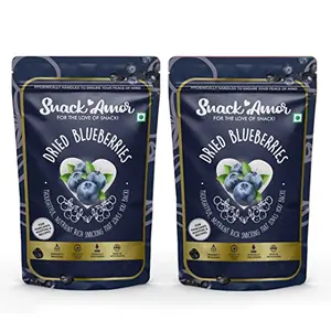 SnackAmor Dried Blueberry | NON - GMO | High Antioxidant | Great for Salad | Ready To Eat Super food | Healthy Diet Snacks (Pack of 2)