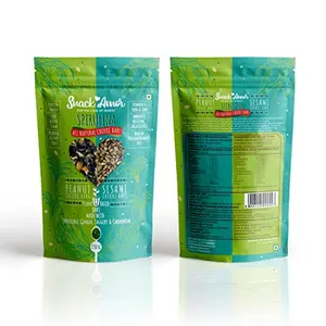 SnackAmor Healthy Bites Spirulina Chikki Bars With Two Flavour Of Chikki The Peanut And Sesame Chikki Bar 100% Vegetarian Product ( Pack Of 2 150G Each )