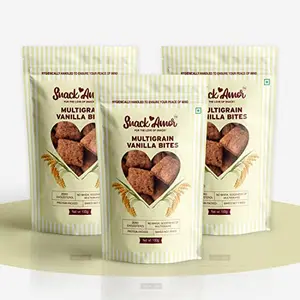 SnackAmor Healthy Bites Nutrients & Immunity Booster Snacks Delicious & Healthy Snack 100% Vegetarian Product ( Pack Of 3 100 Grams Each ) (Vanilla)