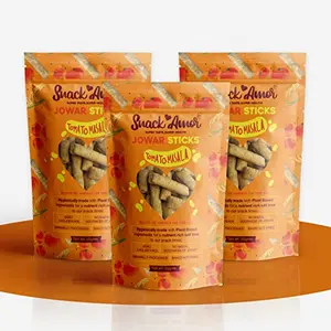 SnackAmor Jowar Sticks Flavors of Tomato Masala | 100% Roasted & Healthy Snack | No Maida | Rich in Protein |100% Vegetarian Product (Pack Of 3 50 G Each Pack)