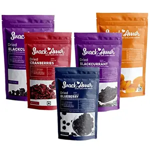 SnackAmor Berry Blast Good Source Of Fibre Minimally Processed Dried Apricot Blueberry Black Currant Cranberry And Prunes (Pack Of 5 - 700G)