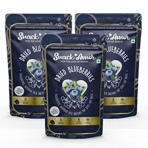 SnackAmor Dried Blueberry | NON - GMO | High Antioxidant | Great for Salad | Ready To Eat Super food | Healthy Diet Snacks (Pack of 3)